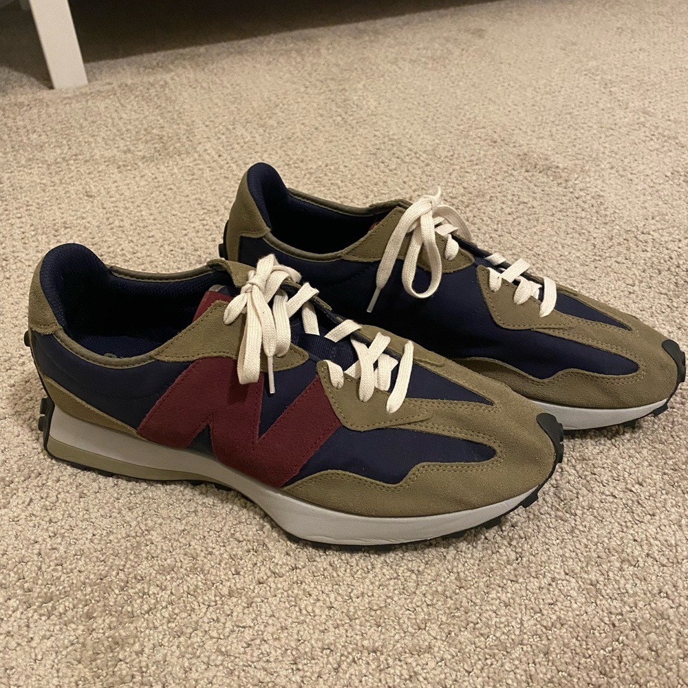 FIGS X New Balance Men's 327 Olive and Navy Sneakers